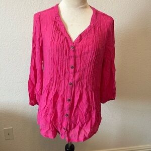 Women's Dress Barn Pink Lightweight Button down Blouse‎ Size Large